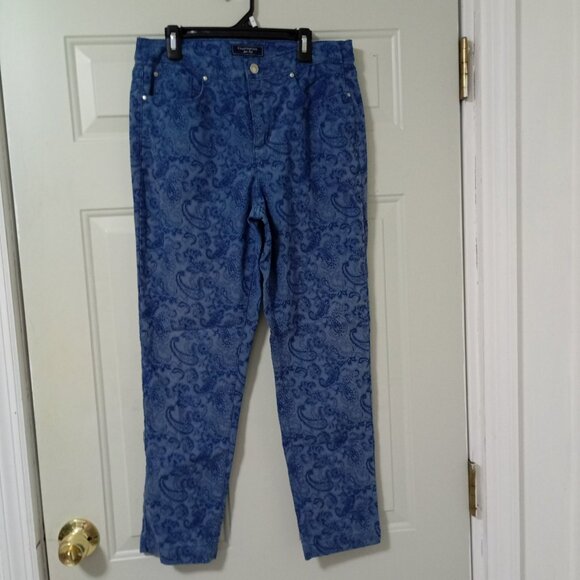 Charter Club Womens Paisley Print Pants Jeans Size 8 Cotton Blend Blue Boho - Picture 1 of 9